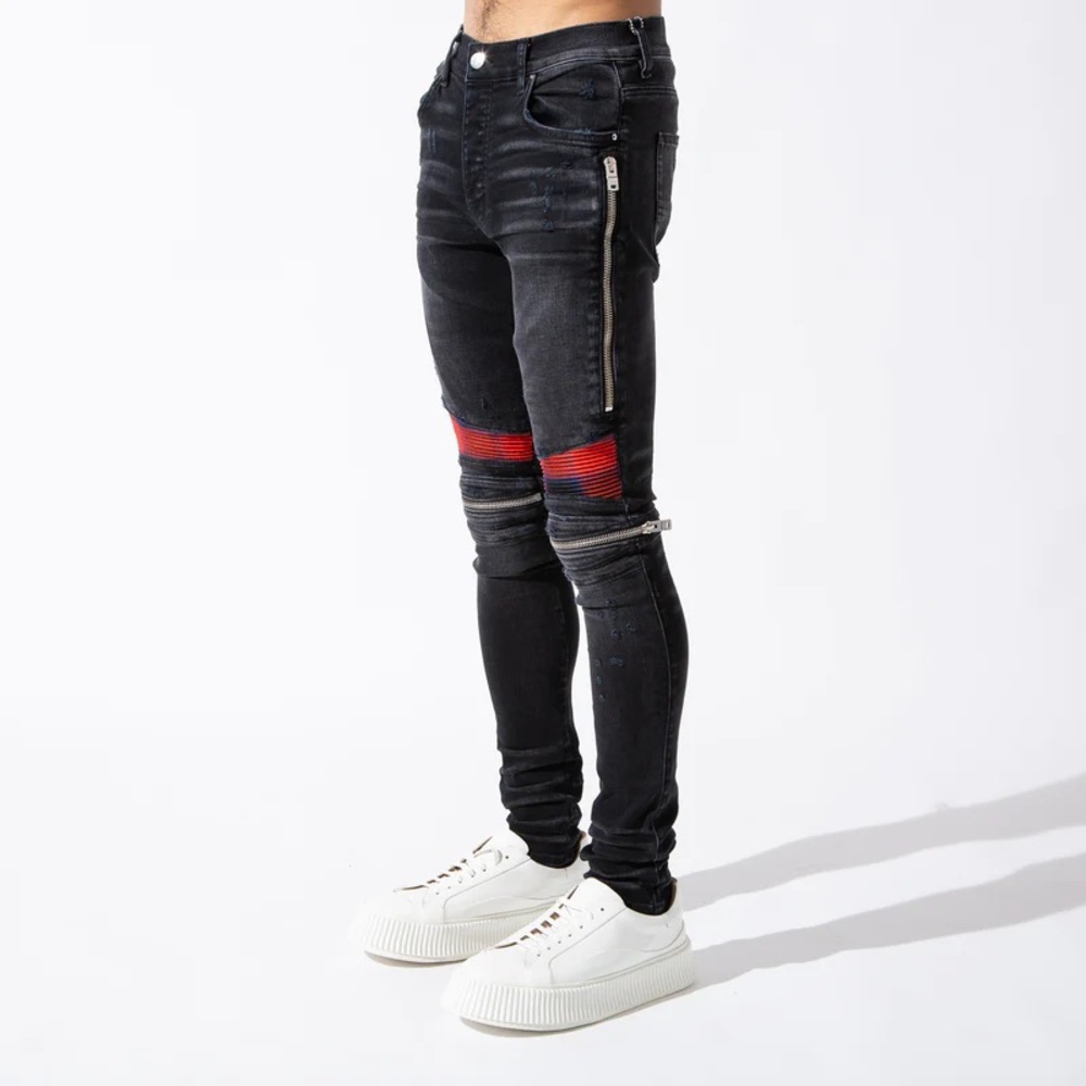 AMIRI Black Paneled Plaid Jeans